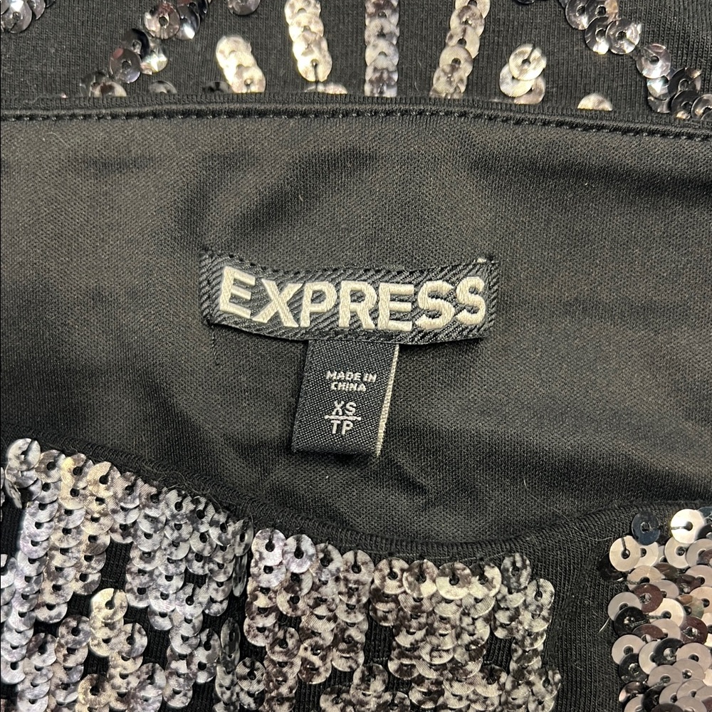 Express Shimmering Black and Silver Mini Skirt - Picture 3 of 3
